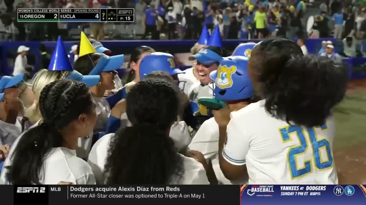 WCWS WALK-OFF WINNER 💥 Jessica Clements goes deep to send UCLA Softball past Oregon. #B1GSoftball