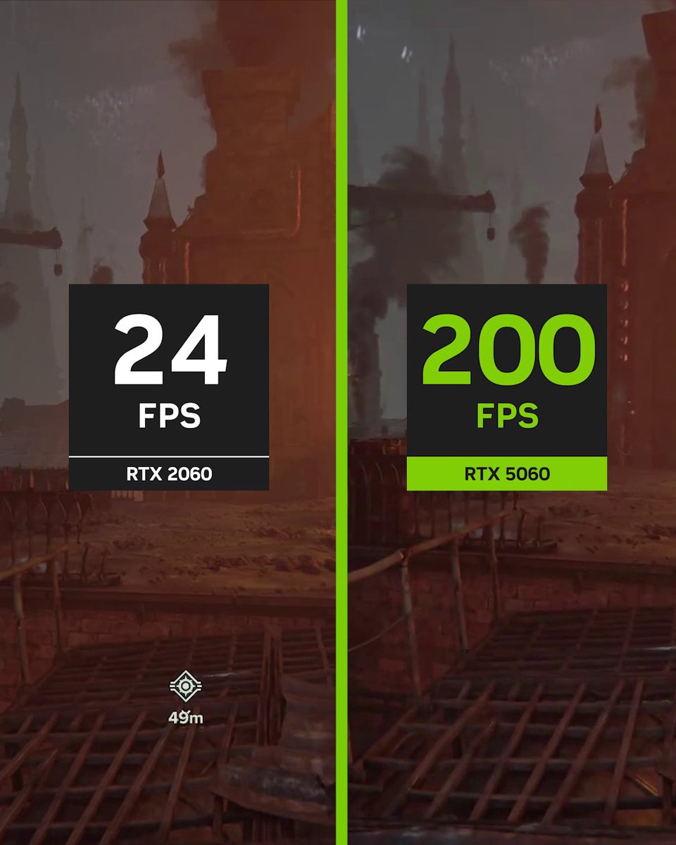お気に入りのゲームに 100 以上のフレームを ✨ GeForce RTX 5060 は『Warhammer 40,000: Darktide』などのゲームにおいて、前世代機よりもフレームレートが飛躍的にに向上! このアカウントをフォローして #GeForceRTX5060 とコメントすると最新世代の RTX GPU を抽選でプレゼント 🎁