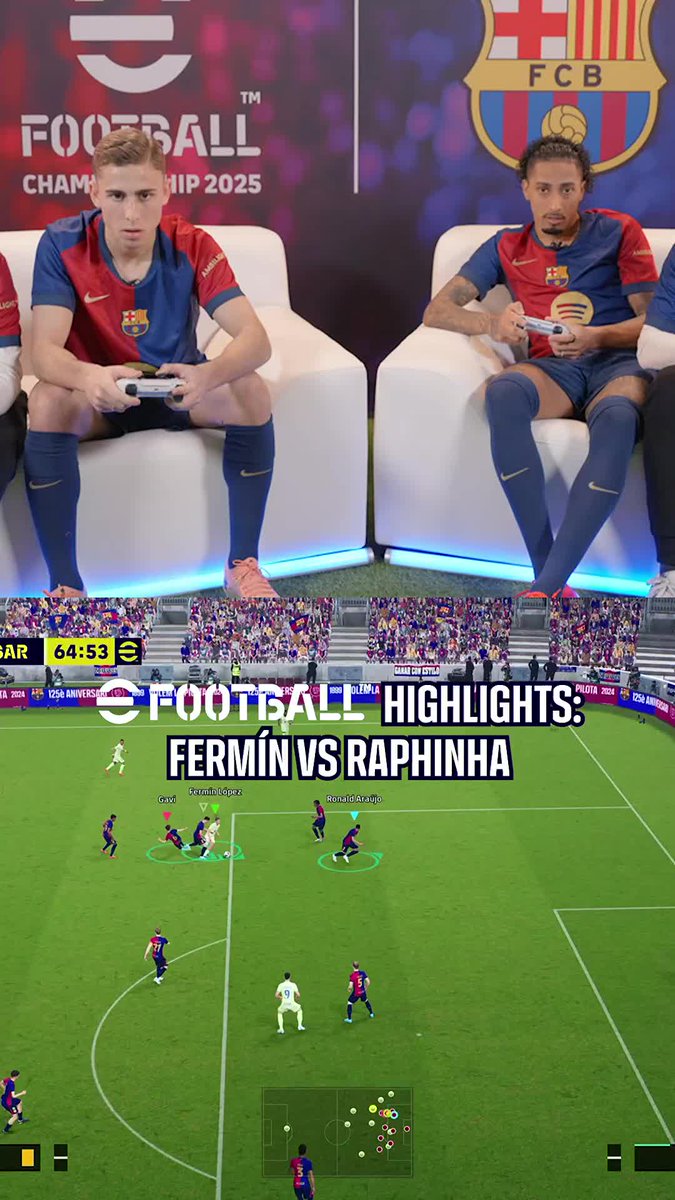 "Calm down a bit, Fermín!" 😤🤣 Raphinha and Fermín face off in a eFootball game with two pro players 🎮