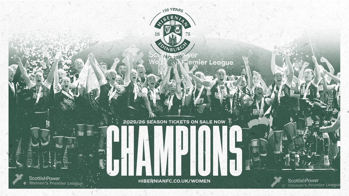 𝐒𝐔𝐏𝐏𝐎𝐑𝐓 𝐓𝐇𝐄 𝐂𝐇𝐀𝐌𝐏𝐈𝐎𝐍𝐒 Stand with us as we strive to retain our Scottish Women's Premier League title. Season Tickets for the 2025/26 season are now on sale below!