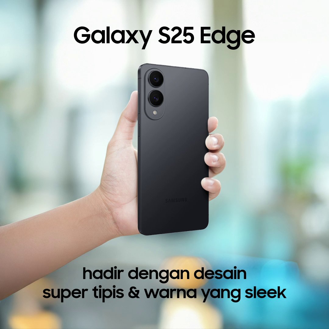 Menangkan digital money Rp500.000 untuk 2 pemenang beruntung. Selain desainnya yang tipis & sleek, Galaxy S25 Edge hadir dengan 3 warna berbeda, coba sebutkan apa saja ya! RT & reply tweet ini dengan jawaban kamu, sertakan #GalaxyS25 Edge #BeyondSlim #BeyondSlimColors. Periode sampai 5 Juni