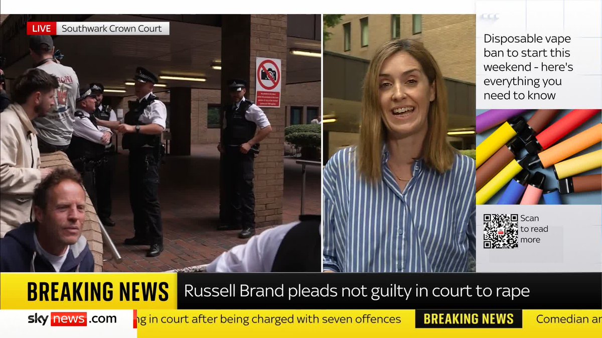 BREAKING: Comedian and actor Russell Brand pleads not guilty to rape and sexual assault charges. Sky's Katie Spencer has the latest. 📺 Sky 501 and YouTube
