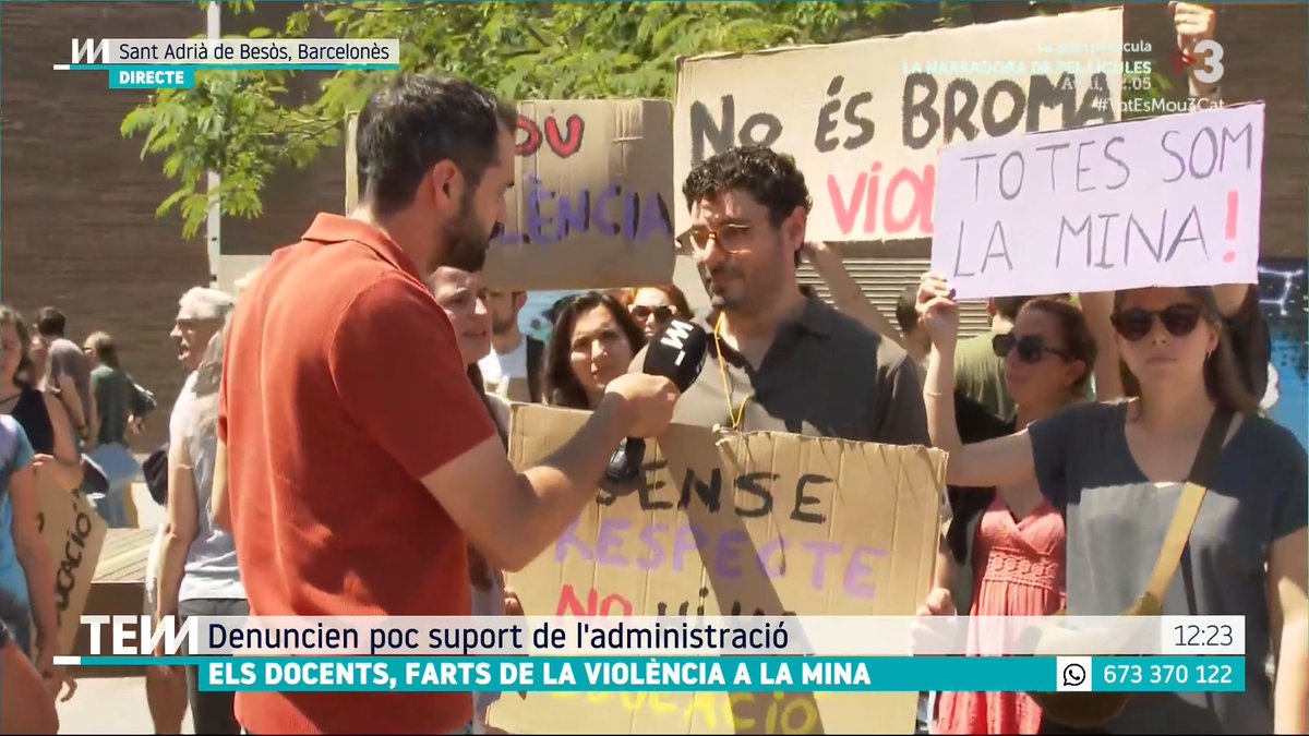 🔴 Els docents, farts de la violència a la Mina, després que un professor hagi rebut dues ganivetades "Estem desfets després de l'agressió de dimarts. Patim agressions verbals i físiques, no ho hem fet bé normalitzant-les", Arnau Cuesta, professor #TotEsMou3Cat