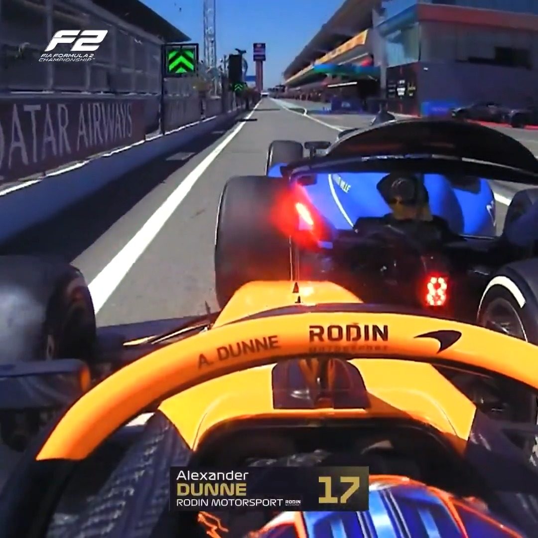 The contact that resulted in a post-practice penalty for Alex Dunne 🫣 He receives a three-place grid drop for both races in Barcelona, and is now set to serve two separate grid penalties in the Sprint Race, with a 10-place drop carried over from Monaco #F2 #SpanishGP