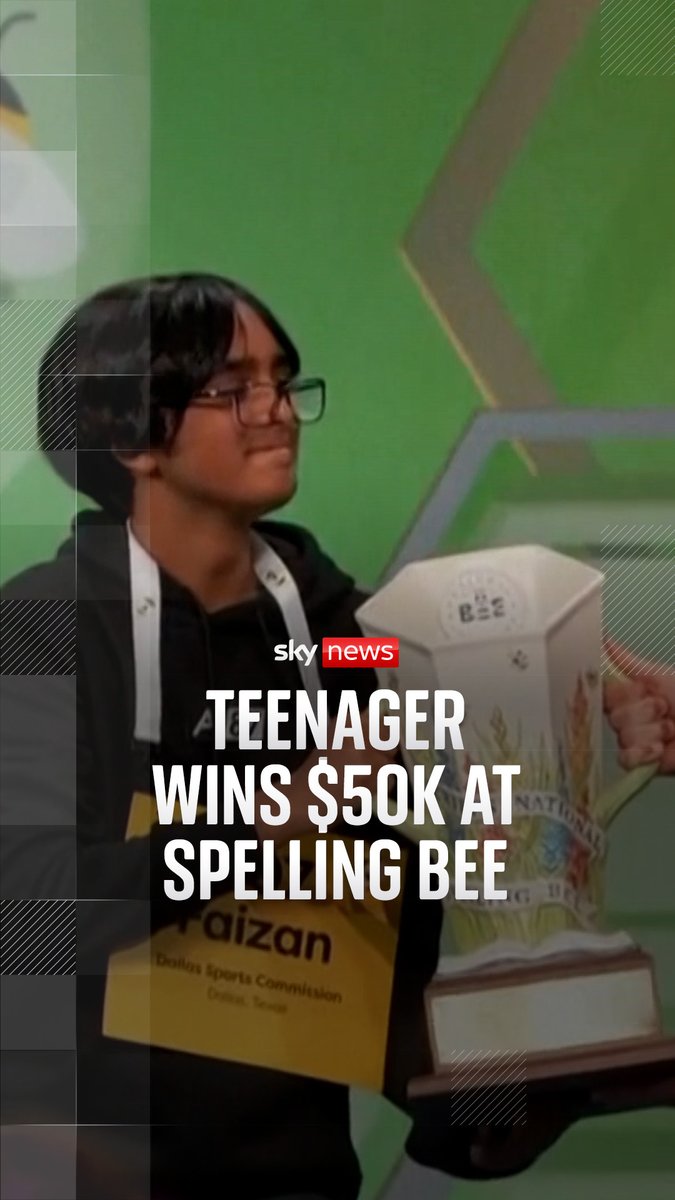 'Eclaircissement!' 🐝 Thirteen-year-old Faizan Zaki wins the 2025 Scripps National Spelling Bee in the US after coming runner-up in the competition last year.