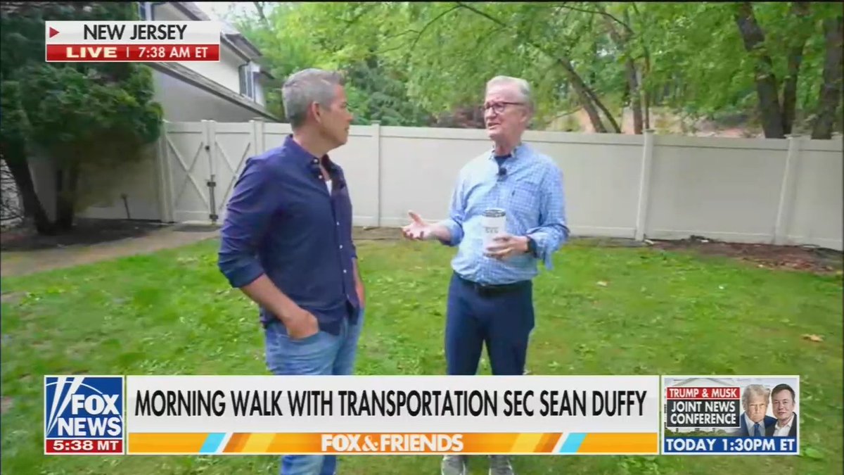 Transportation Sec. Duffy: I was going to fly here but we had a delay at Newark, so I drove up. Improvements are coming. Host: That's what you say. Duffy: You don't believe me? Host: It's not just Newark. I had a 5 hour delay yesterday. Why can't you fix this? Duffy: I thought this was a friendly interview