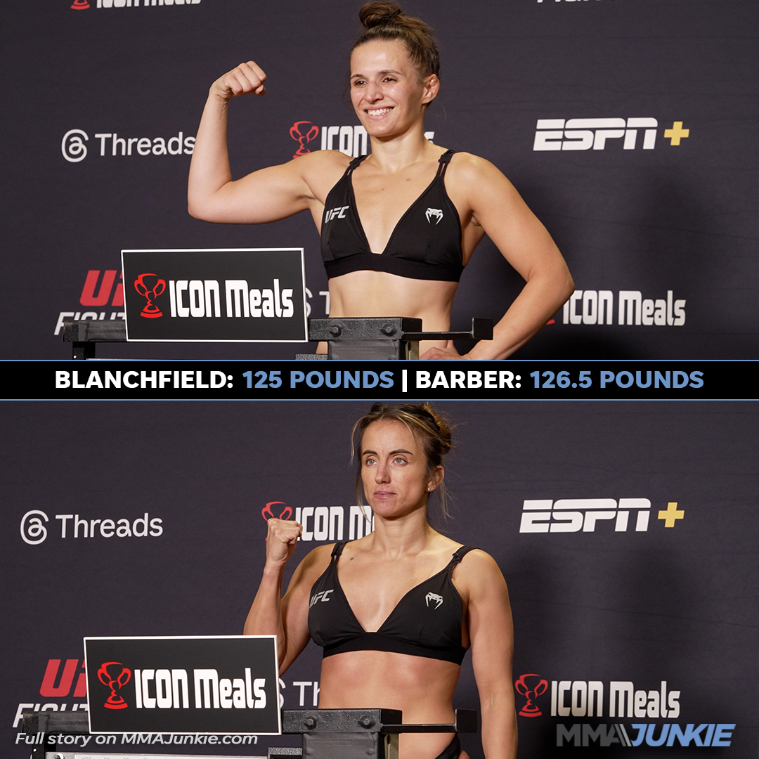 Maycee Barber has missed weight for her #UFCVegas107 main event vs. Erin Blanchfield. How do you think she looked on the scale? ⬇️