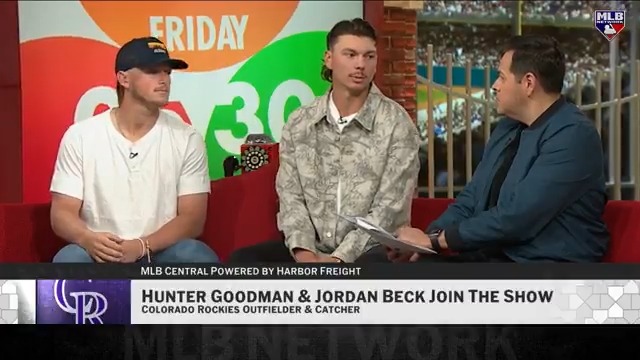 Hunter Goodman and Jordan Beck of the Colorado Rockies joined us in studio ahead of their weekend series against the Mets to talk about their uptick in offensive production this season! #MLBCentral | #Rockies