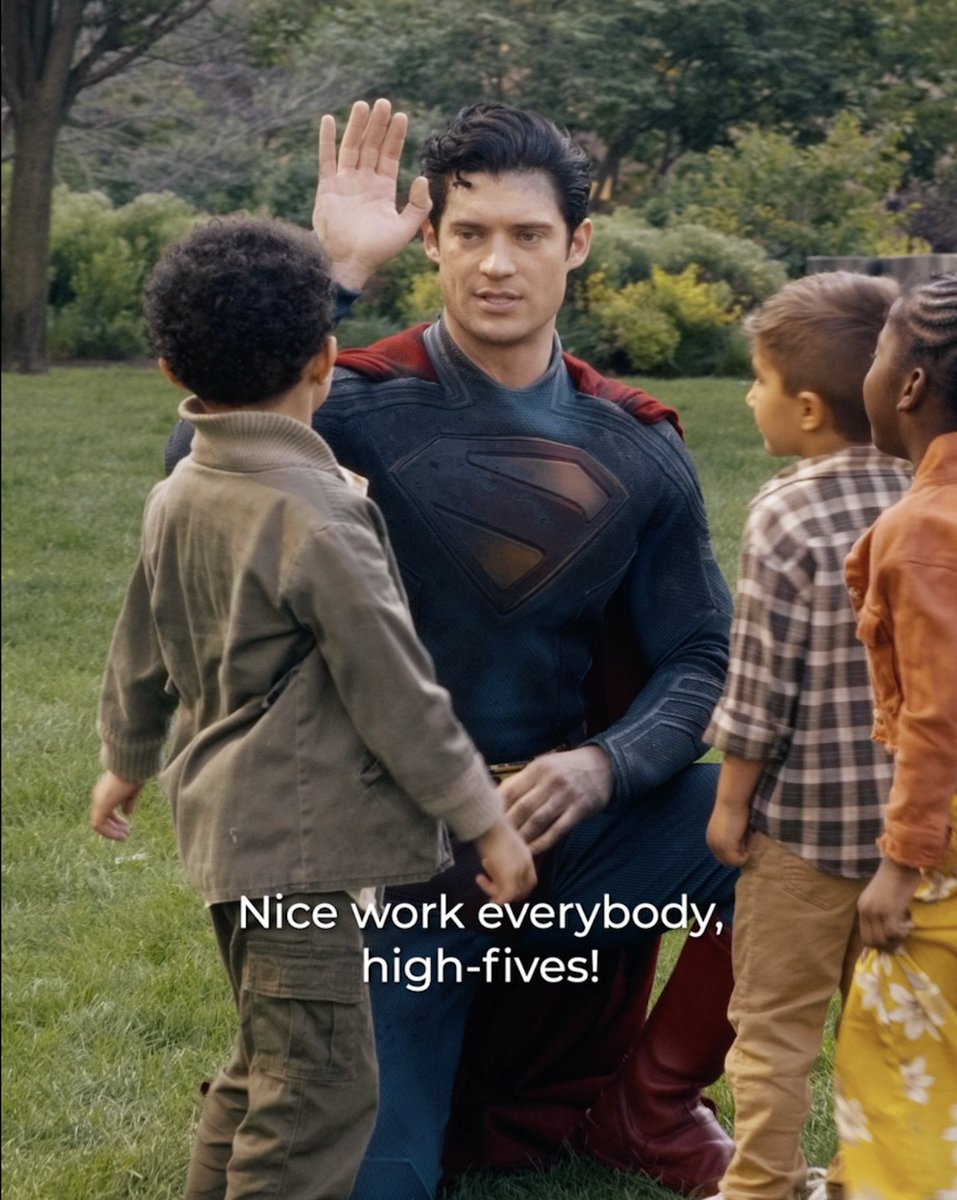Kids meeting David Corenswet as Superman on the film’s set.