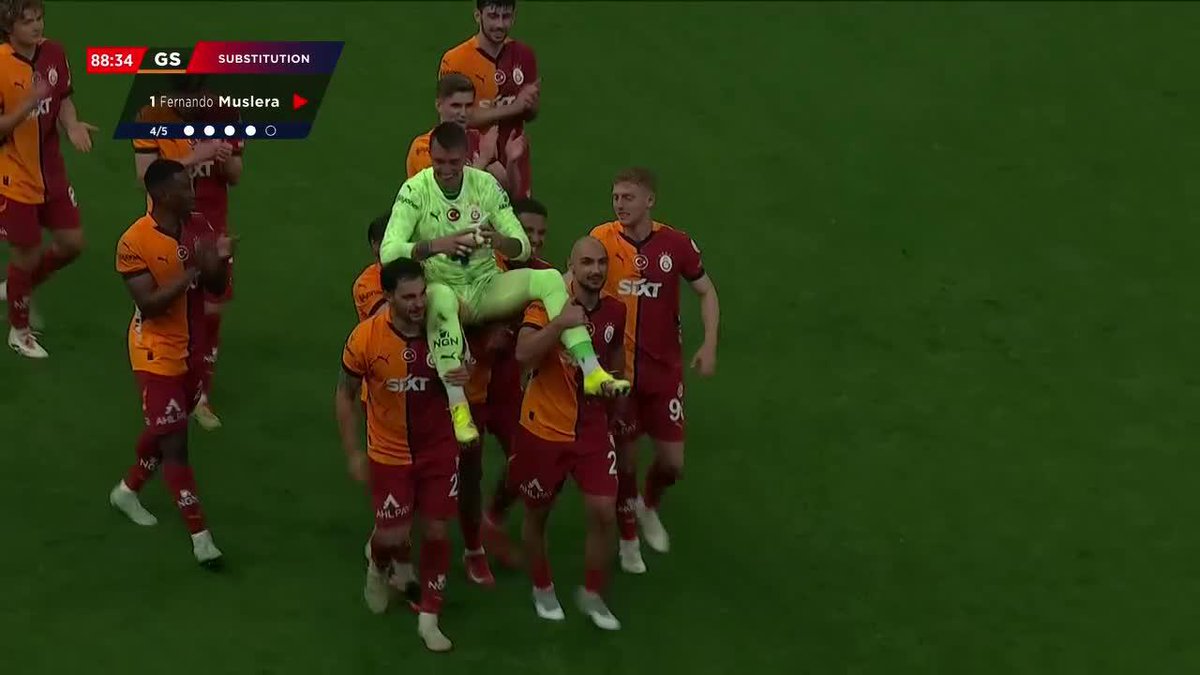 CON UNA CAMISETA ESPECIAL POR LA 25° SUPERLIGA DEL GALATASARAY Y EN ANDAS DE SUS COMPAÑEROS... ¡Así fue la emocionante despedida de Fernando Muslera, LEYENDA uruguaya del club turco! 📺 #DisneyPlus Premium
