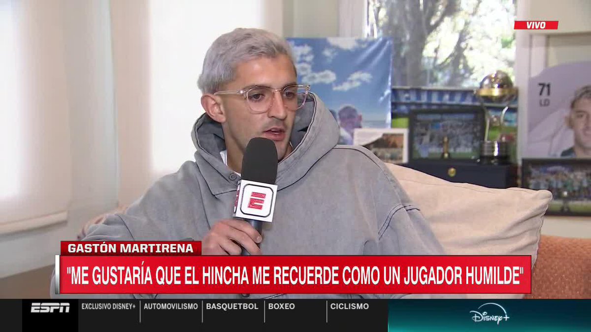 "PREFIERO QUE ME REMARQUEN COMO ESE URUGUAYO HUMILDE Y TRABAJADOR... ESO ME LLENA EL CORAZÓN" 🎓 Gastón Martirena habló con Tomas Davila sobre como le gustaría que lo recuerde el hincha de Racing: ¿Seguirá en La Academia? 📺 #DisneyPlus | #SportsCenter