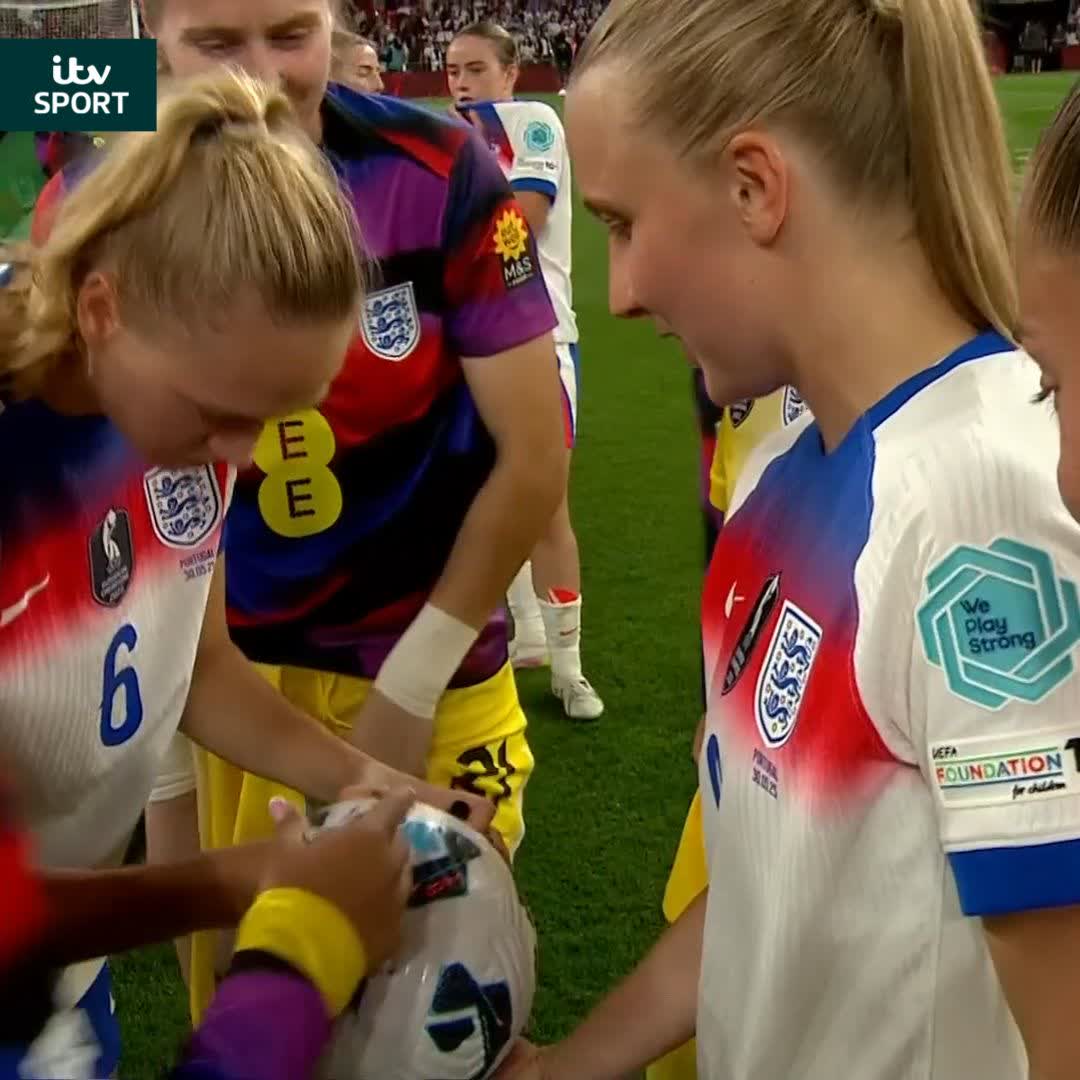 A moment to treasure for ABJ ❤️ Tonight's match ball signed by each of the Lionesses ✍️