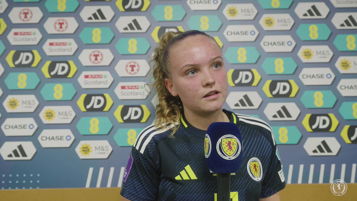 🗣️ "It's an honour to play for my country." Hear from Mia McAulay after she came off the bench to make her Scotland debut this evening. #SWNT | #SCOAUT