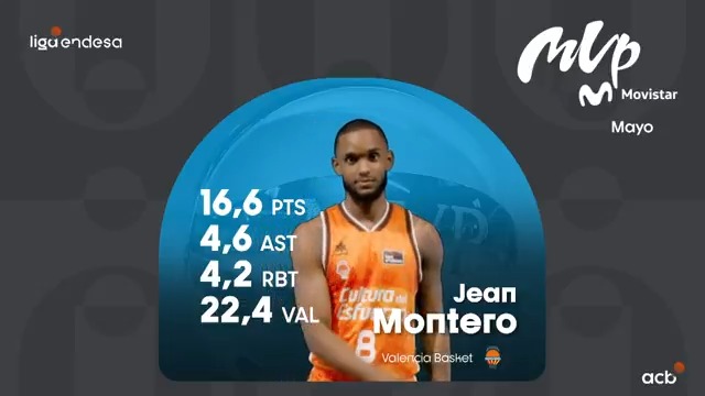 🇩🇴 Esto sí que es terminar la liga regular por todo lo alto, Jean Montero... ¡MAYO es suyo, y se convierte en el último #MVPMovistar del mes de este curso! 1⃣6⃣ puntos 2⃣2⃣,4⃣ valoración Este chico está ready para el #PlayoffLigaEndesa, Valencia Basket Club 🤪 | Movistar España