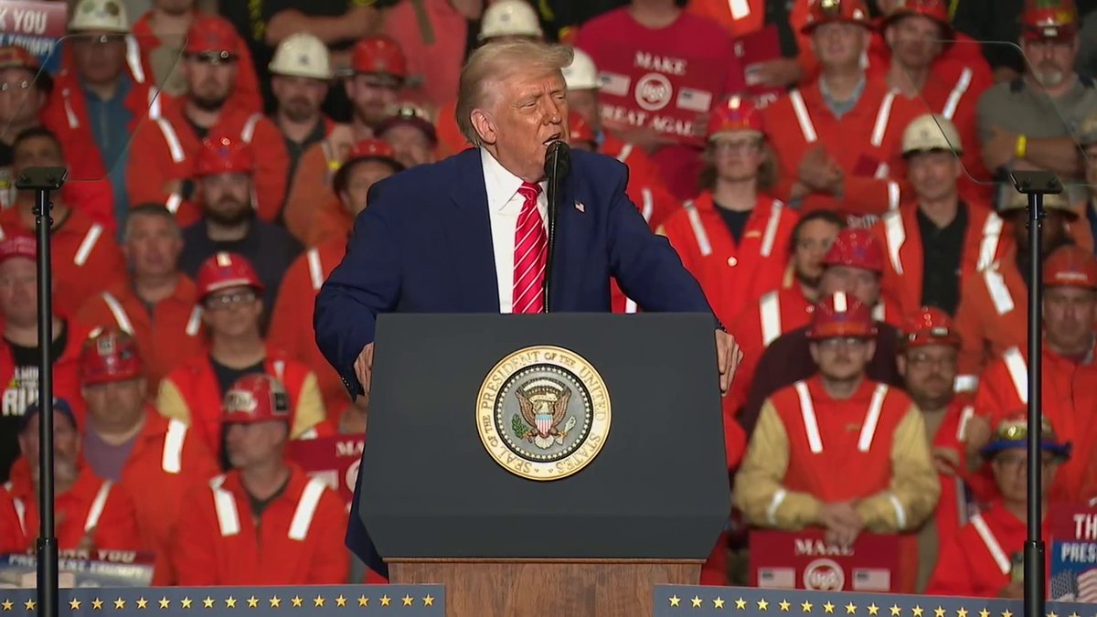 NEW: President Trump announces he is going to increase tariffs on steel imports to 50% from 25% during his event at a U.S. Steel plant in West Mifflin, PA.