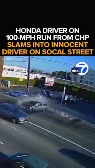 A Honda Civic driver on a high-speed run from CHP officers crashes into an innocent driver. The collision happening in Panorama City after CHP calls off the chase as speeds neared 125 mph. The conditions of those injured - Tonight at 11 from ABC7.
