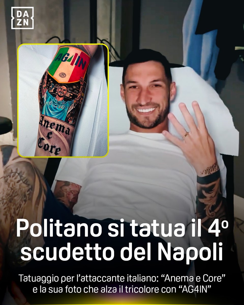 𝑻𝒂𝒕𝒖𝒂𝒈𝒈𝒊𝒐 𝒔𝒄𝒖𝒅𝒆𝒕𝒕𝒐 per Politano 🪡🏆🇮🇹 L’attaccante del Napoli rende indelebile il 4º tricolore degli azzurri 🔵 🎥 Valentino Russo Tattoo #Politano #Napoli #DAZN