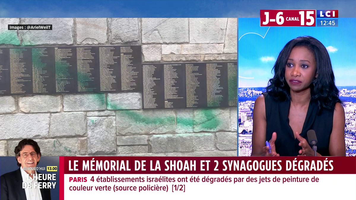 🔴 Le Mémorial de la Shoah, deux synagogues et un restaurant, situés dans le centre de Paris, ont été aspergés de peinture verte dans la nuit Le ministre de l'Intérieur, Bruno Retailleau, déplore des "actes odieux qui visent la communauté juive".