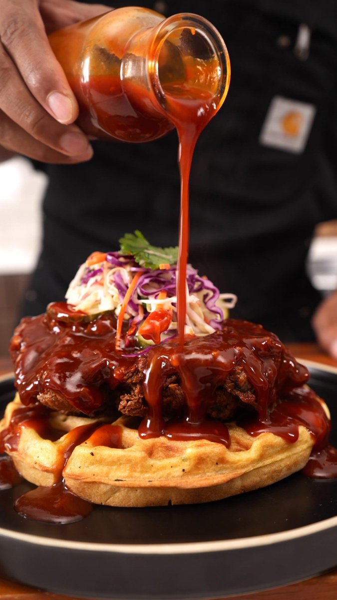 Scallion Waffle and Gochujang Chicken
