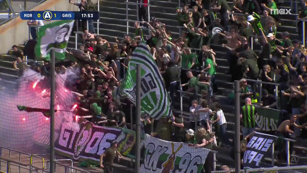 Ibrahim Diabate gör sitt åttonde mål för säsongen när GAIS tar ledningen mot IFK Norrköping 🟢⚫️ 📲 Se matchen på Max