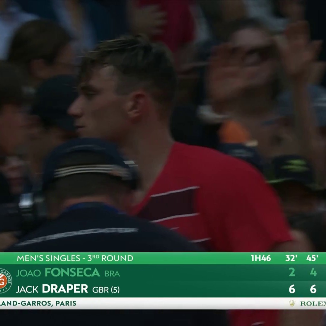 Simply sensational 🔥 Jack Draper beats Joao Fonseca in straight sets to book his spot in the fourth round of the French Open for the first time 👏 #RolandGarros #Tennis #RG25