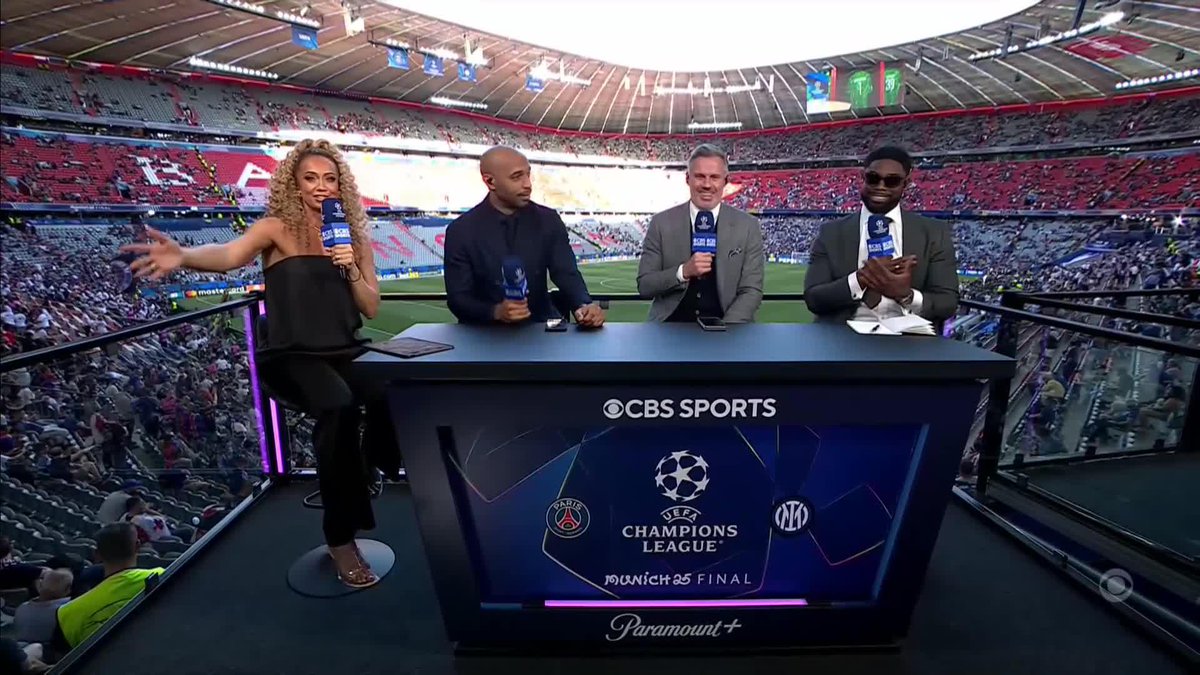 Checking in for the #UCL Final 📍🏆 Kate Abdo, Thierry Henry, Jamie Carragher and Micah Richards are in Munich 🔥
