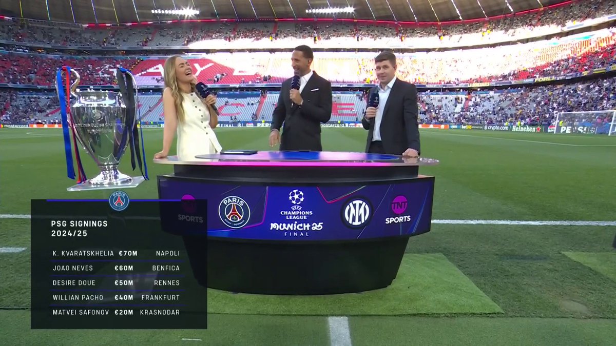 "There's less ego in the dressing room" 👀 Rio Ferdinand and Steven Gerrard discuss the change in mentality at PSG 🇫🇷 🎙️ Laura Woods | 📺 @tntsport & discovery+ UK