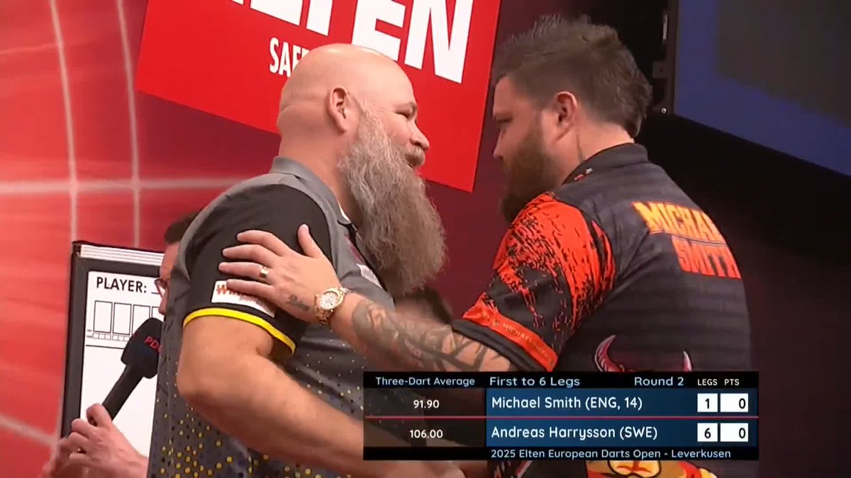 HARRYSSON STUNS BULLY BOY! Sensational from the Swede! 🔥 Andreas Harrysson dumps out another World Champion to storm through to the last 16, demolishing Michael Smith 6-1 with a 106 average! 📺 #ET8 | R2