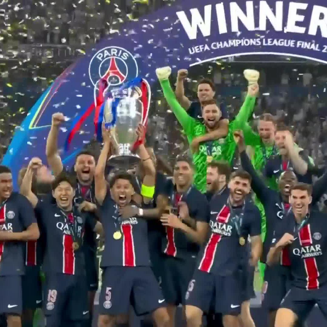 PSG finally have their hands on the #UCL trophy 🥹🏆 #UCLFinal | #SSUCL
