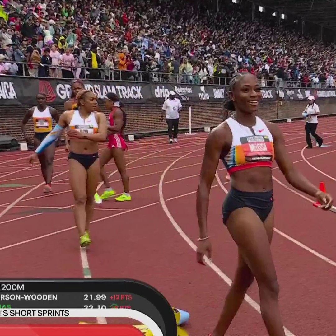 🇺🇸MELISSA JEFFERSON-WOODEN‼️ 21.99 PB beating 🇺🇸Gabby Thomas in the GST Philly 200m.