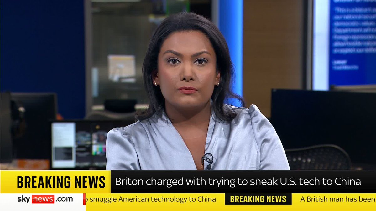 BREAKING: British man indicted over plot to smuggle US military technology to China. Sky's Ashna Hurynag has the latest 📺 Sky 501, Virgin 602, Freeview 233 and YouTube