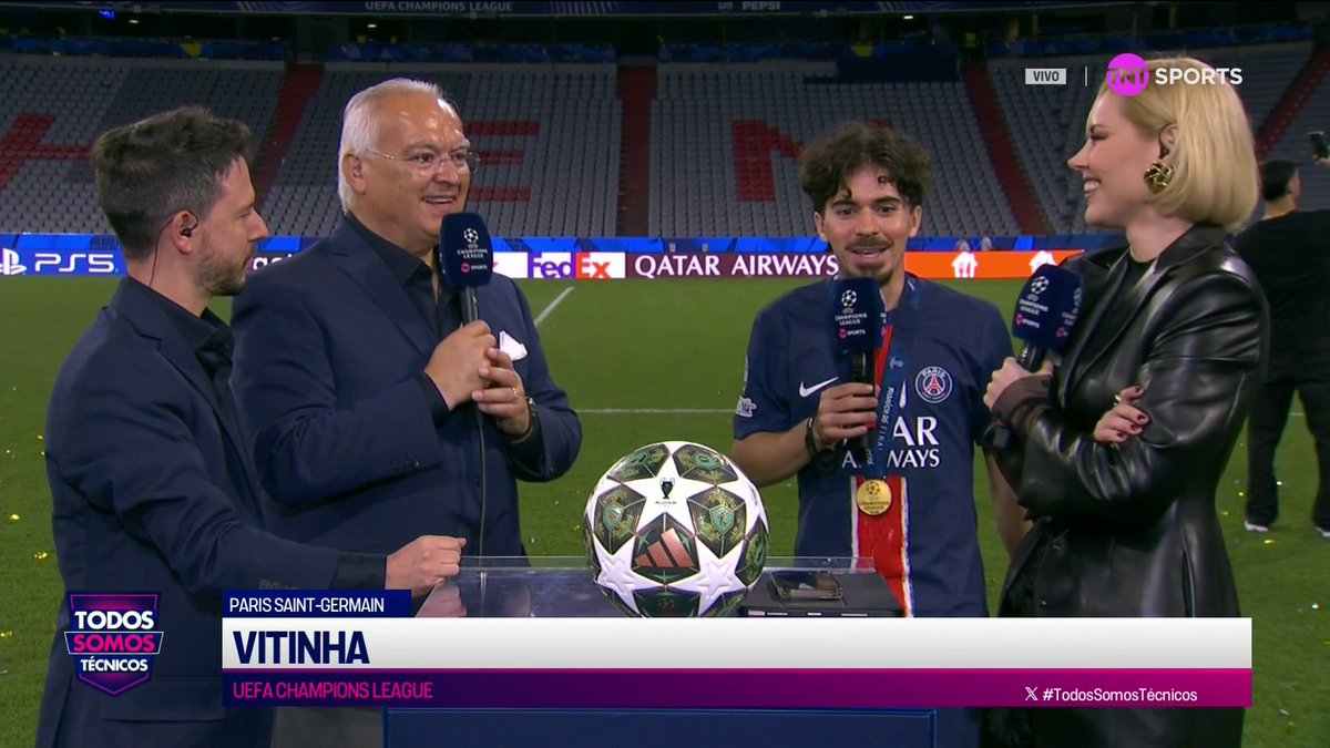 ¡Con la mente maestra! 🧠 Las palabras de Vitinha en #TodosSomosTecnicos, tras hacer historia en la #BenditaChampions. 🏆🇵🇹 📲 HBO Max Latinoamérica: 📺 TNT™ América Latina #TNTSportsEnMax