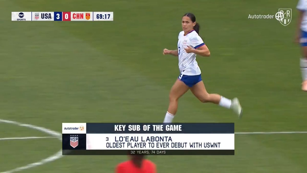 At 32 years and 74 days old, Lo'eau LaBonta becomes the oldest player to debut for the USWNT 👏 Watch the game on TBS & Max 📺