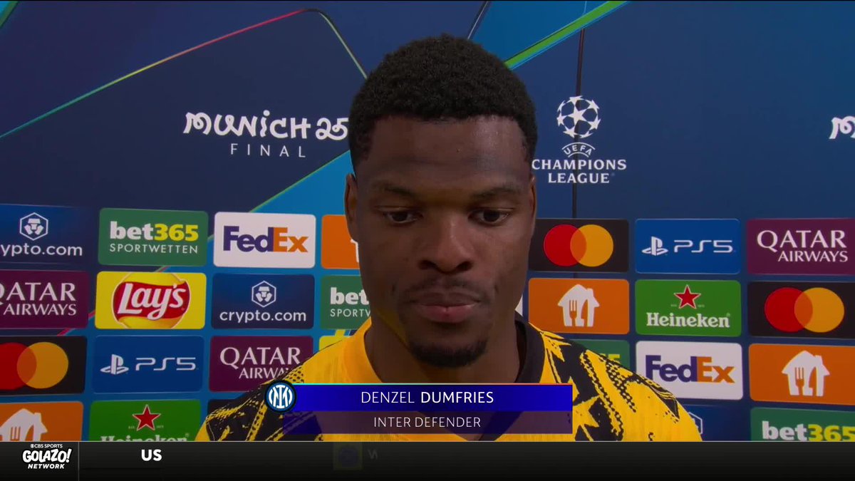 "I am sorry to everyone, to every fan involved with Inter. We fought, but it was not enough today.” Denzel Dumfries reacts to Inter's loss in the UCL Final 💔