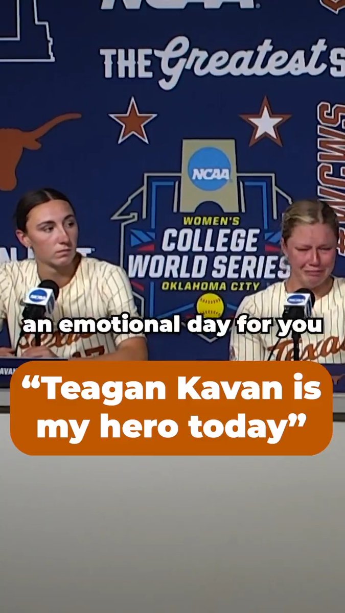 "Teagan Kavan is my hero today." ❤️ Hours after her grandmother passed away Saturday morning, Texas' ace earned the complete-game win against Oklahoma. Hear from Kavan and her teammates on her inspiring performance. #WCWS