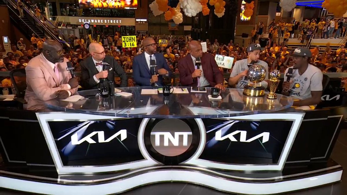 "UNDERRATED" 🗣️ The chants break out as Haliburton & Siakam join Inside the NBA after clinching a #NBAFinals berth 🙌