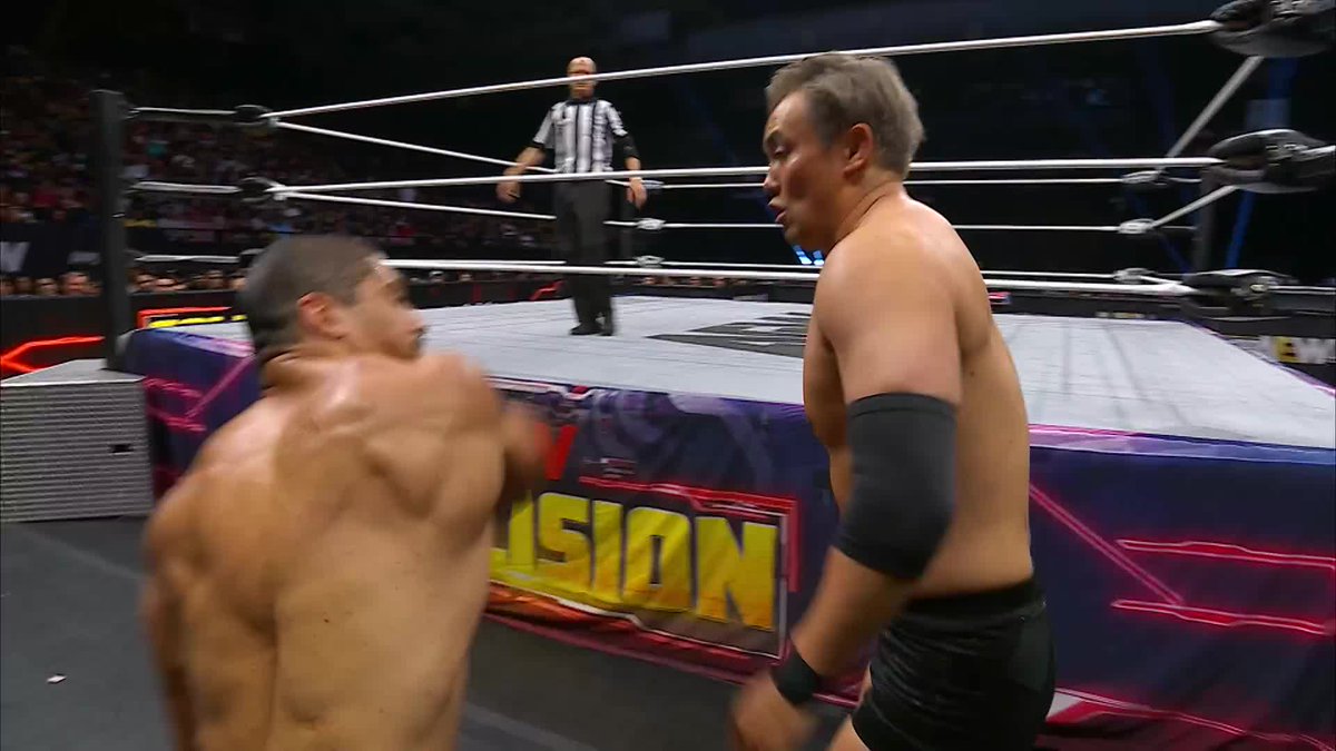 THUNDEROUS DDT at ringside by the AEW Continental Champion, @RainmakerXOkada Watch #AEWCollision on TNT &amp; MAX