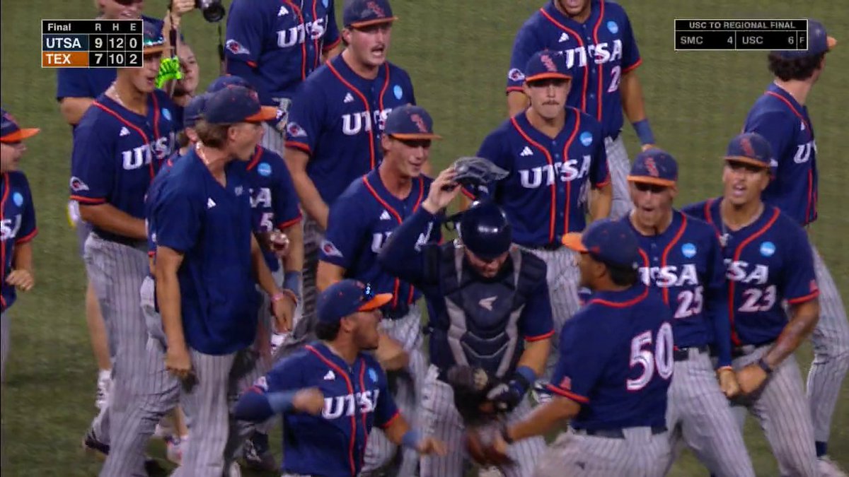 Make that the top TWO national seeds upset tonight‼️ UTSA takes down No. 2 Texas to advance to the regional final. The Horns will face elimination Sunday.