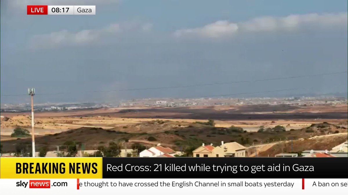 BREAKING: 21 people were killed while trying to get aid in Gaza by an Israeli-backed group, according to the Red Cross. 📺 Sky 501, Virgin 602, Freeview 233 and YouTube