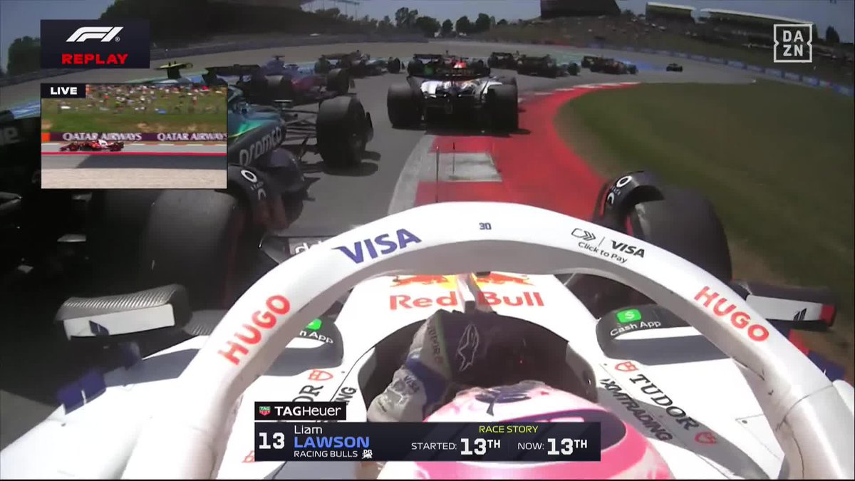¡Vaya toque de Lawson a Alonso en la salida! 💥 #EspañaDAZNF1 🇪🇸