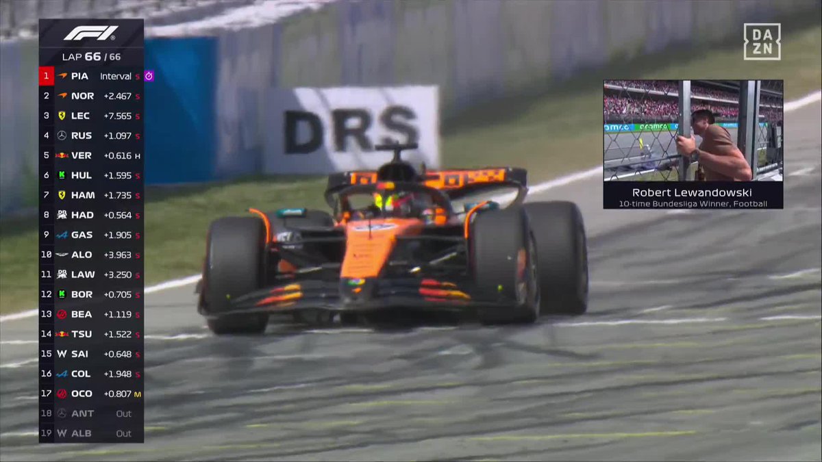 PIASTRI SE LLEVA LA VICTORIA CON LEWANDOWSKI AGITANDO LA BANDERA 🏁 #EspañaDAZNF1 🇪🇸