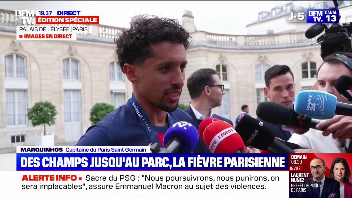 "On représente les couleurs de la France": Marquinhos, capitaine du PSG, prend la parole après leur victoire en Ligue des Champions