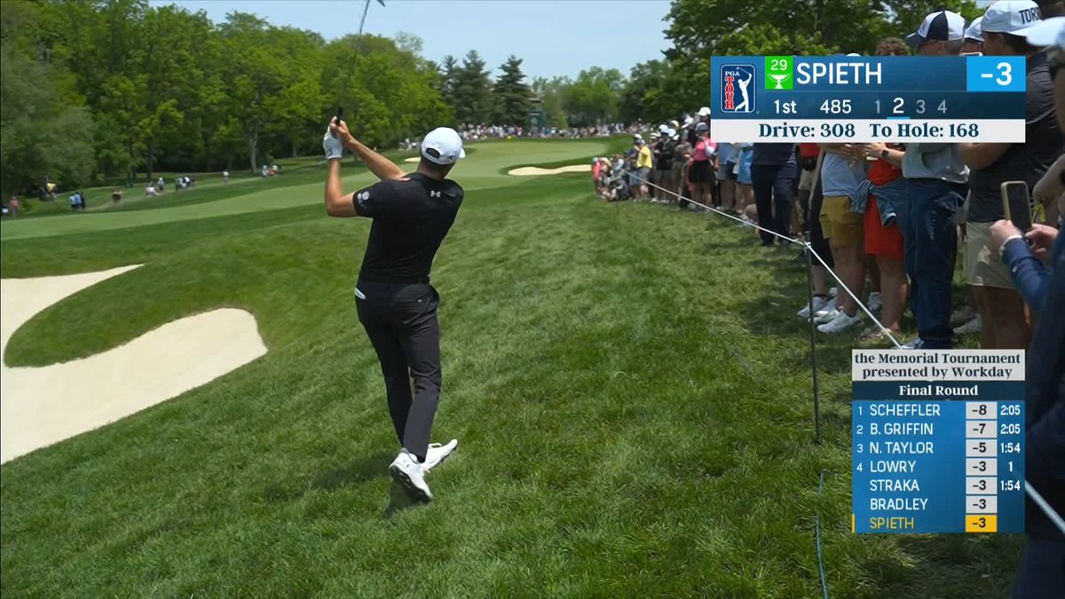 "Jordan, WHAT ARE YOU DOING?" 😳 Jordan Spieth sends his shot narrowly over the head of nearby fans ‼️