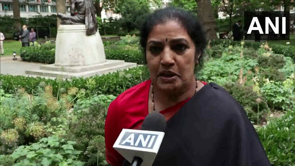 #WATCH | London, UK | BJP MP Daggubati Purandeswari says, "It was a very humbling moment for us, we visited the residence of Babsaheb Ambedkar. This is one of the houses that PM Modi and the government of India have taken over, and they made it one of the Panchtirth as a tribute to Babasaheb Ambedkar. We are here now to pay homage to the father of the nation, Mahatma Gandhi. It has been a rather humbling experience. We will now go to address the diaspora here over Operation Sindoor."