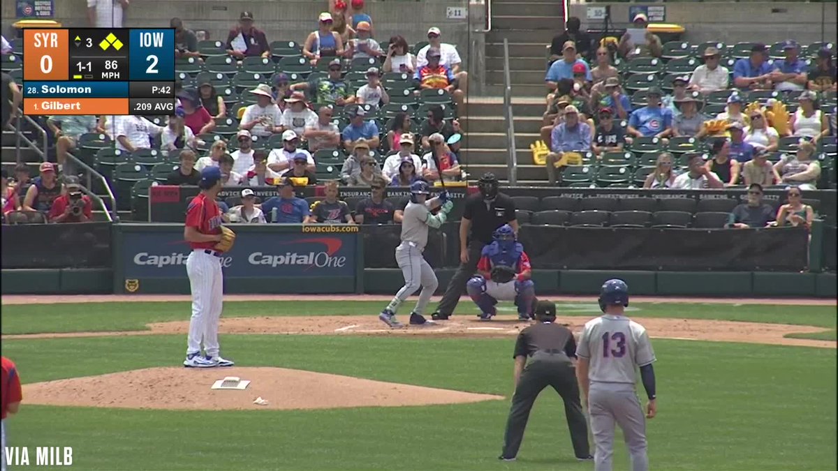 Drew Gilbert plates two with a single for Triple-A Syracuse!