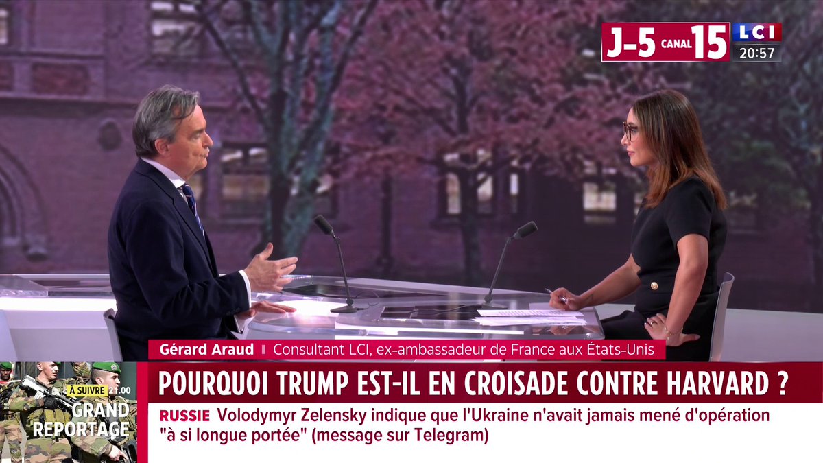 🗣️ L'université d'Harvard est dans le viseur de l'administration Trump : le président américain "est un malin, en termes tactiques il comprend le pays, et comme il n'a aucun scrupule, il tape où ça fait mal" analyse Gérard Araud ▶️ ✦ Margot Haddad ✦