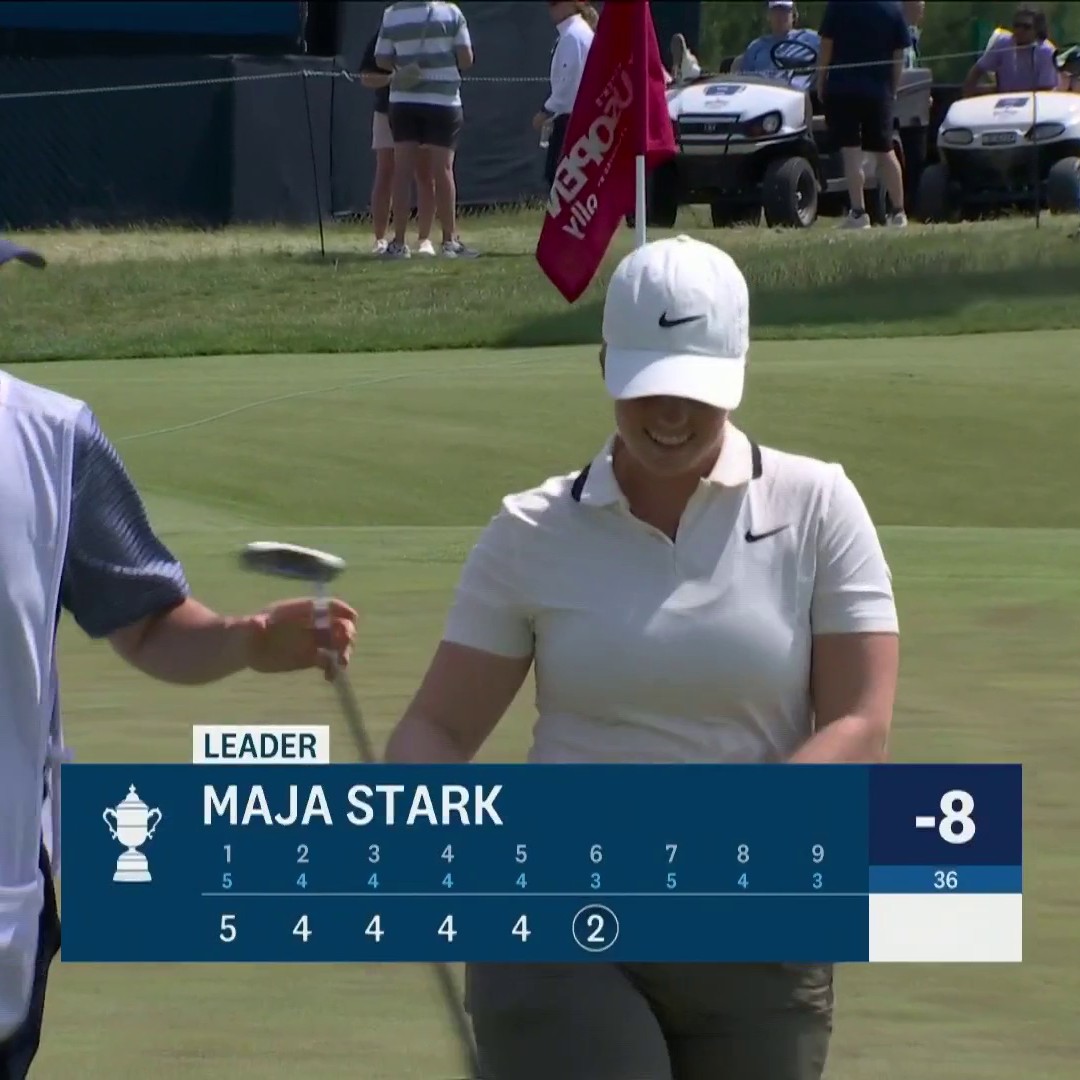 First birdie of the day! 🐦 Maja Stark takes a two-stroke lead in the final round of the #USWomensOpen. 📺 NBC &amp; Peacock