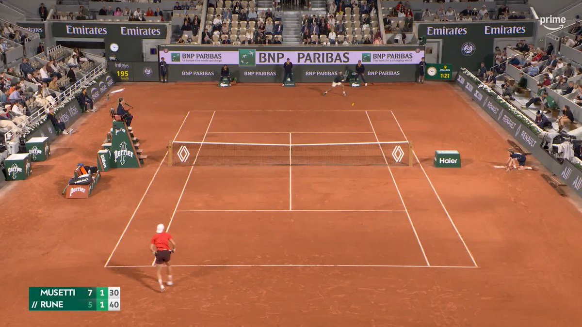 La finition DÉLICIEUSE de Lorenzo Musetti 🇮🇹 après cet échange de 18 coups contre Holger Rune. 🤤🪄