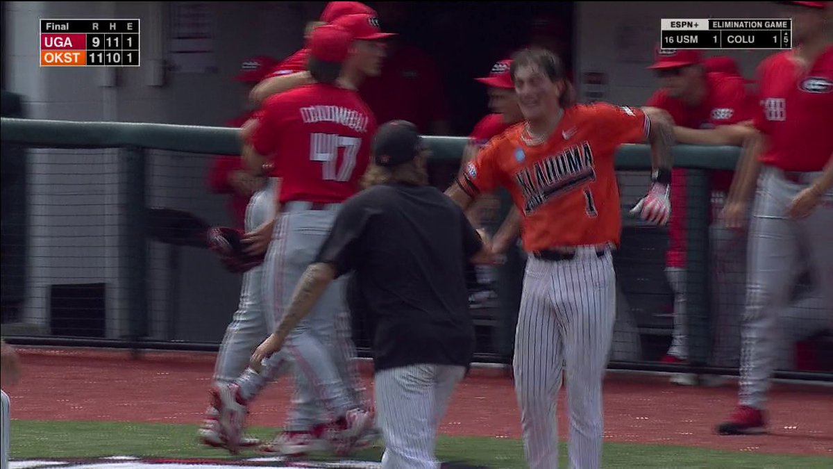 COMEBACK COMPLETE‼️ Oklahoma State entered the 9th inning down 9-7 and walks it off for the 11-9 win 😱