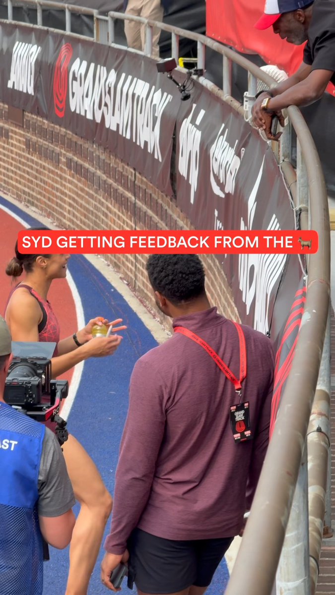 Michael Johnson and Sydney McLaughlin-Levrone after her 100m race in Philly